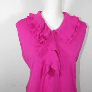 Women's Pink Ruffled Lacey Knit Top Size XL Lucia Lukken